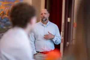 John Stevens speaking to JCCS interns