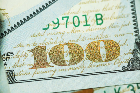 close up of a U.S. 100 dollar bill