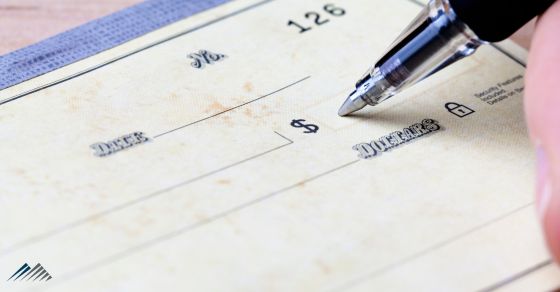 close up of a paper check