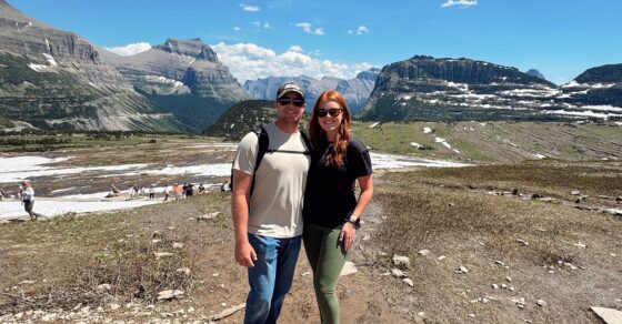 Marcy Taylor and her husband at Glacier National Park