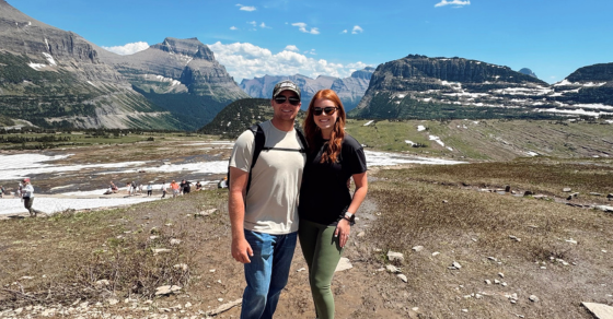 Marcy Taylor and her husband at Glacier National Park