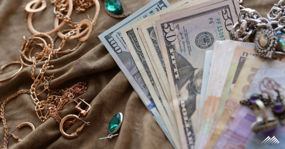 jewelry and cash
