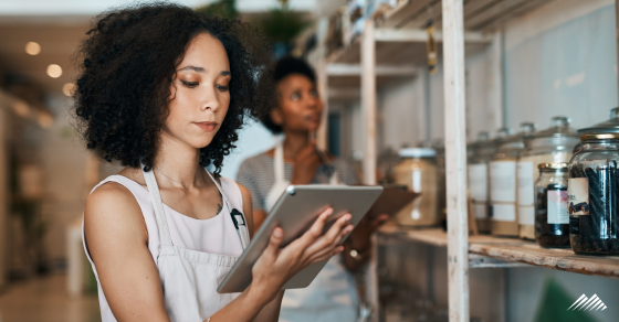 A business owner taking inventory