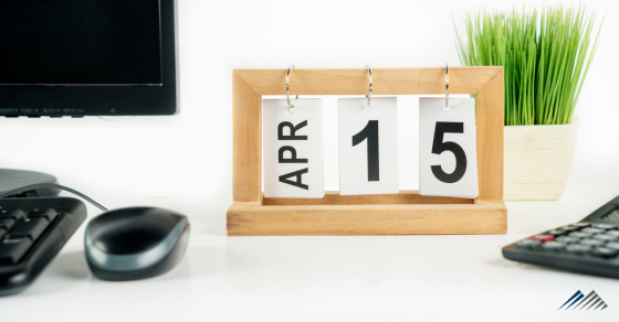 Desk calendar marking April 15