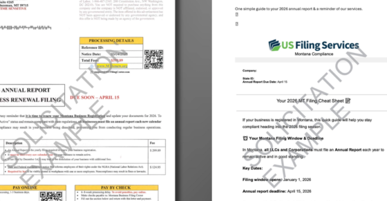 Examples of deceptive mailings in Montana